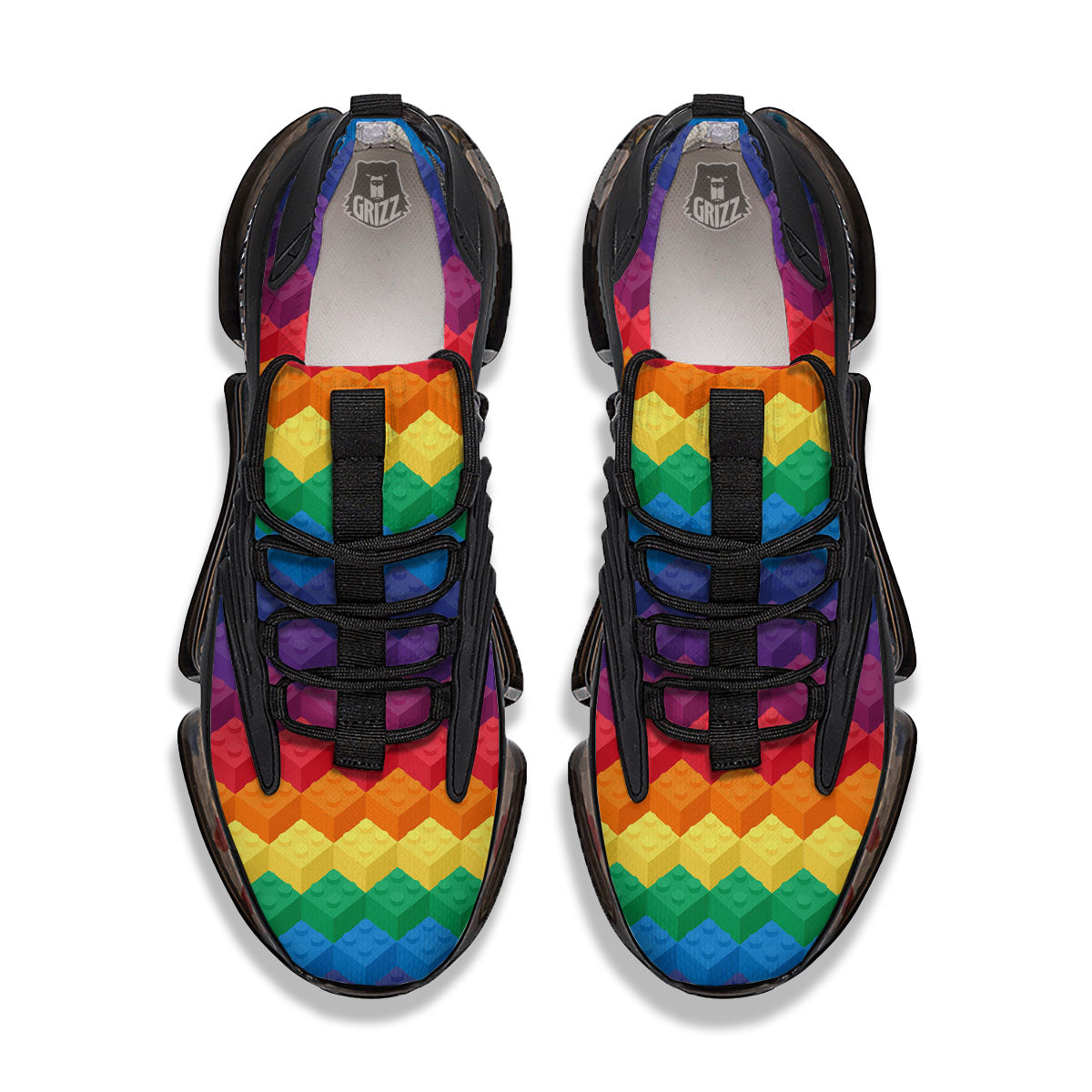 Plastic Blocks Building Print Pattern Black Gym Shoes-grizzshop
