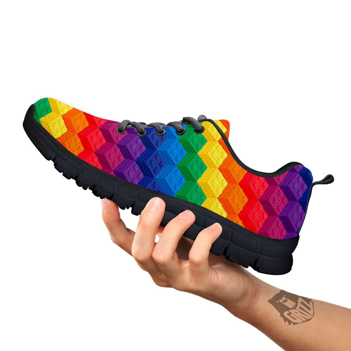 Plastic Blocks Building Print Pattern Black Sneaker-grizzshop