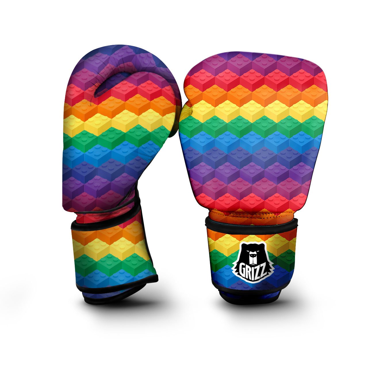 Plastic Blocks Building Print Pattern Boxing Gloves-grizzshop