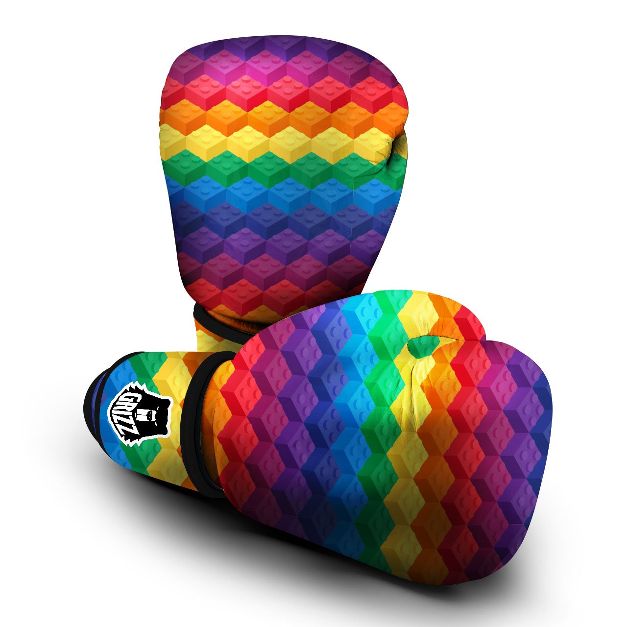 Plastic Blocks Building Print Pattern Boxing Gloves-grizzshop