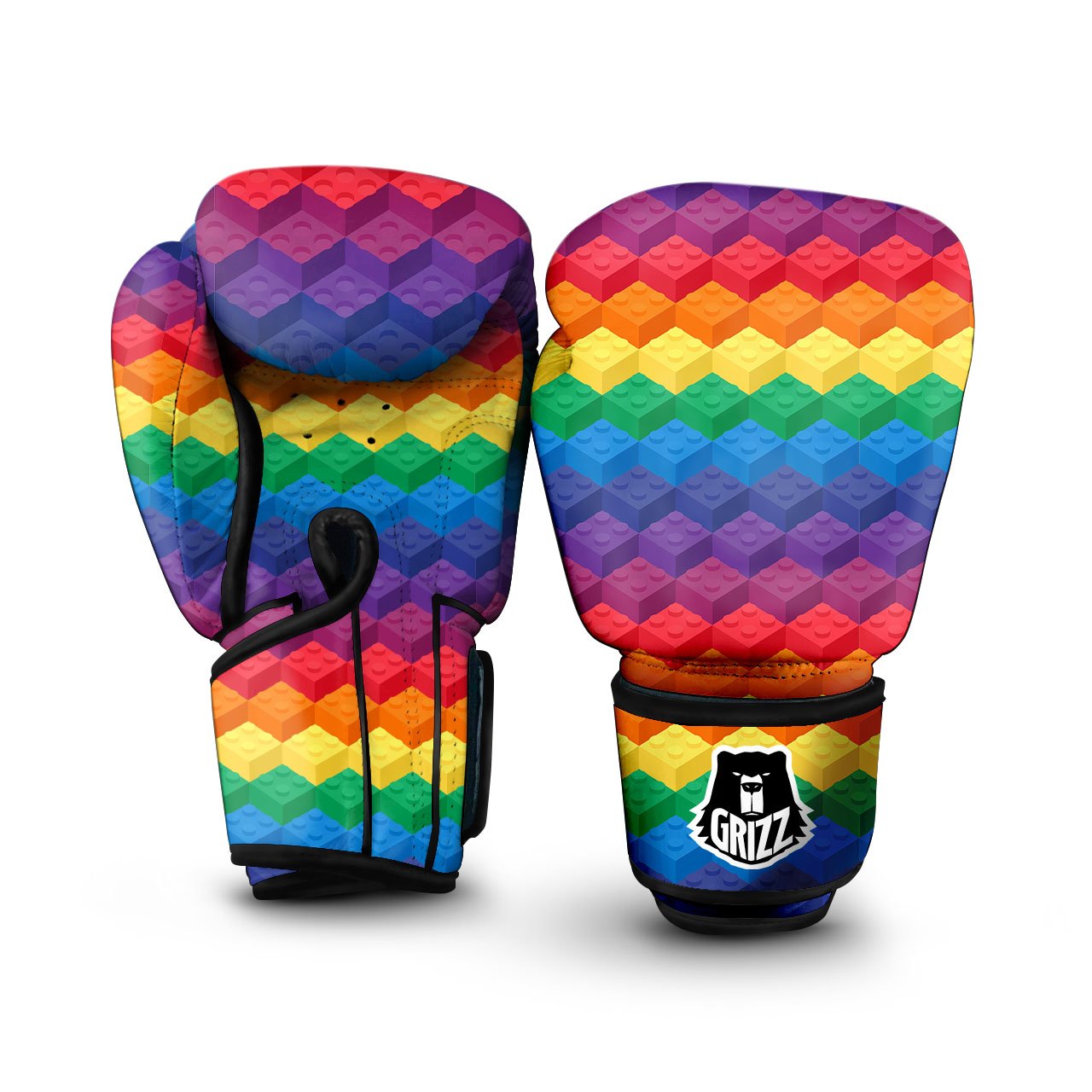 Plastic Blocks Building Print Pattern Boxing Gloves-grizzshop