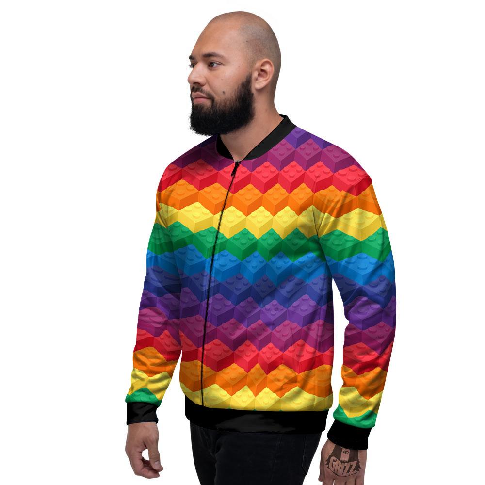 Plastic Blocks Building Print Pattern Men's Bomber Jacket-grizzshop