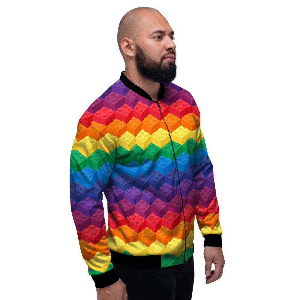 Plastic Blocks Building Print Pattern Men's Bomber Jacket-grizzshop