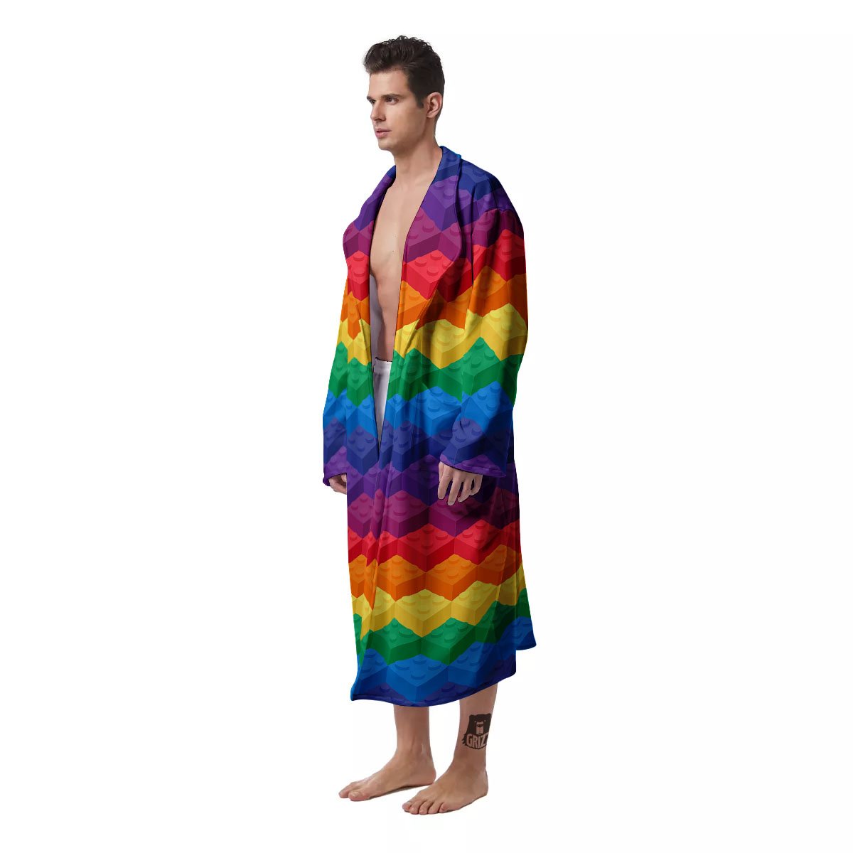 Plastic Blocks Building Print Pattern Men's Robe-grizzshop