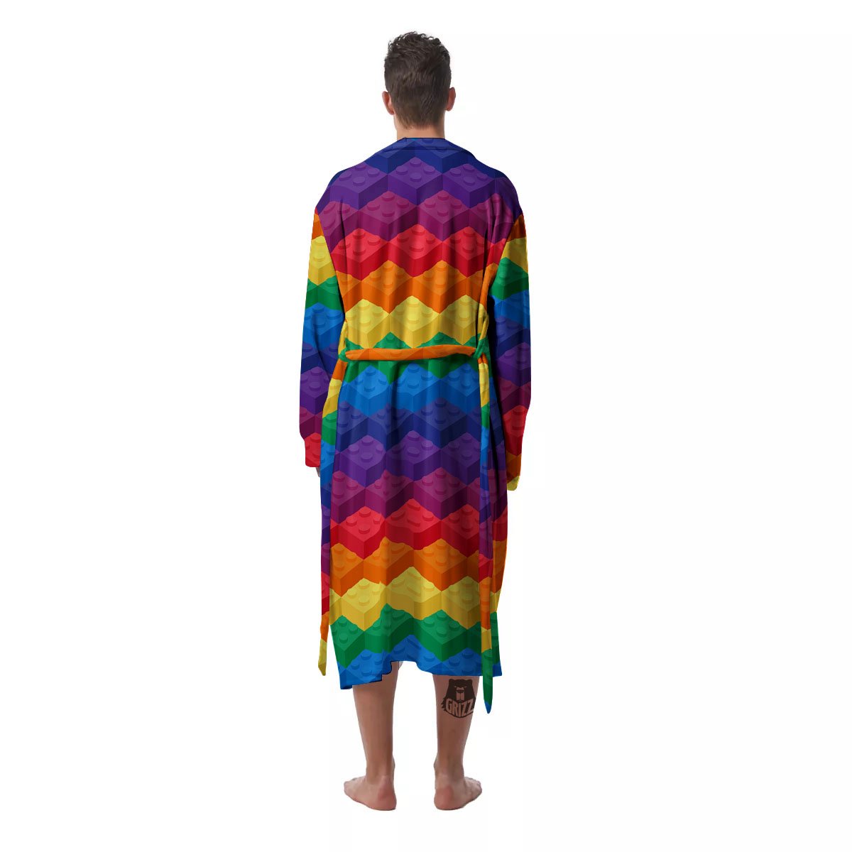 Plastic Blocks Building Print Pattern Men's Robe-grizzshop