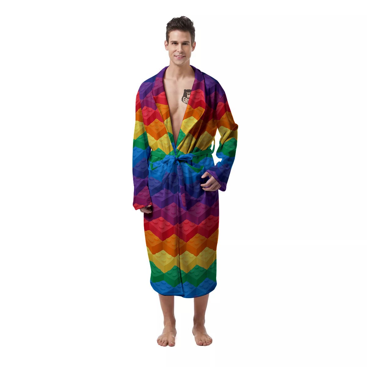 Plastic Blocks Building Print Pattern Men's Robe-grizzshop