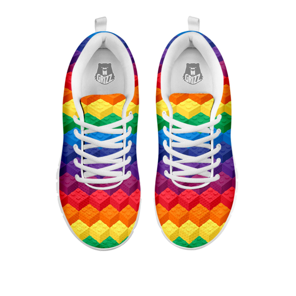 Plastic Blocks Building Print Pattern White Sneaker-grizzshop