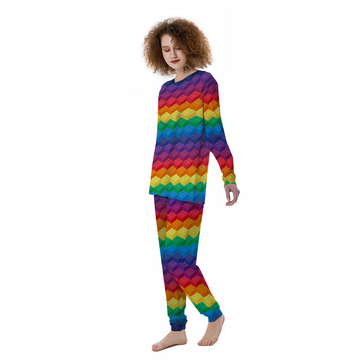 Plastic Blocks Building Print Pattern Women's Pajamas-grizzshop