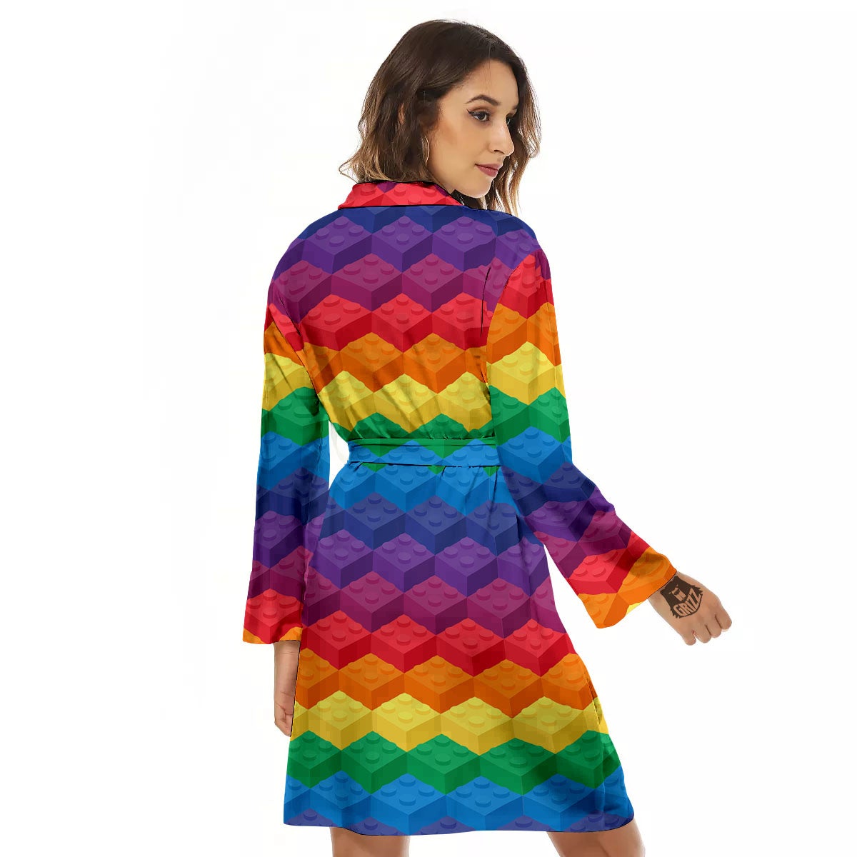 Plastic Blocks Building Print Pattern Women's Robe-grizzshop