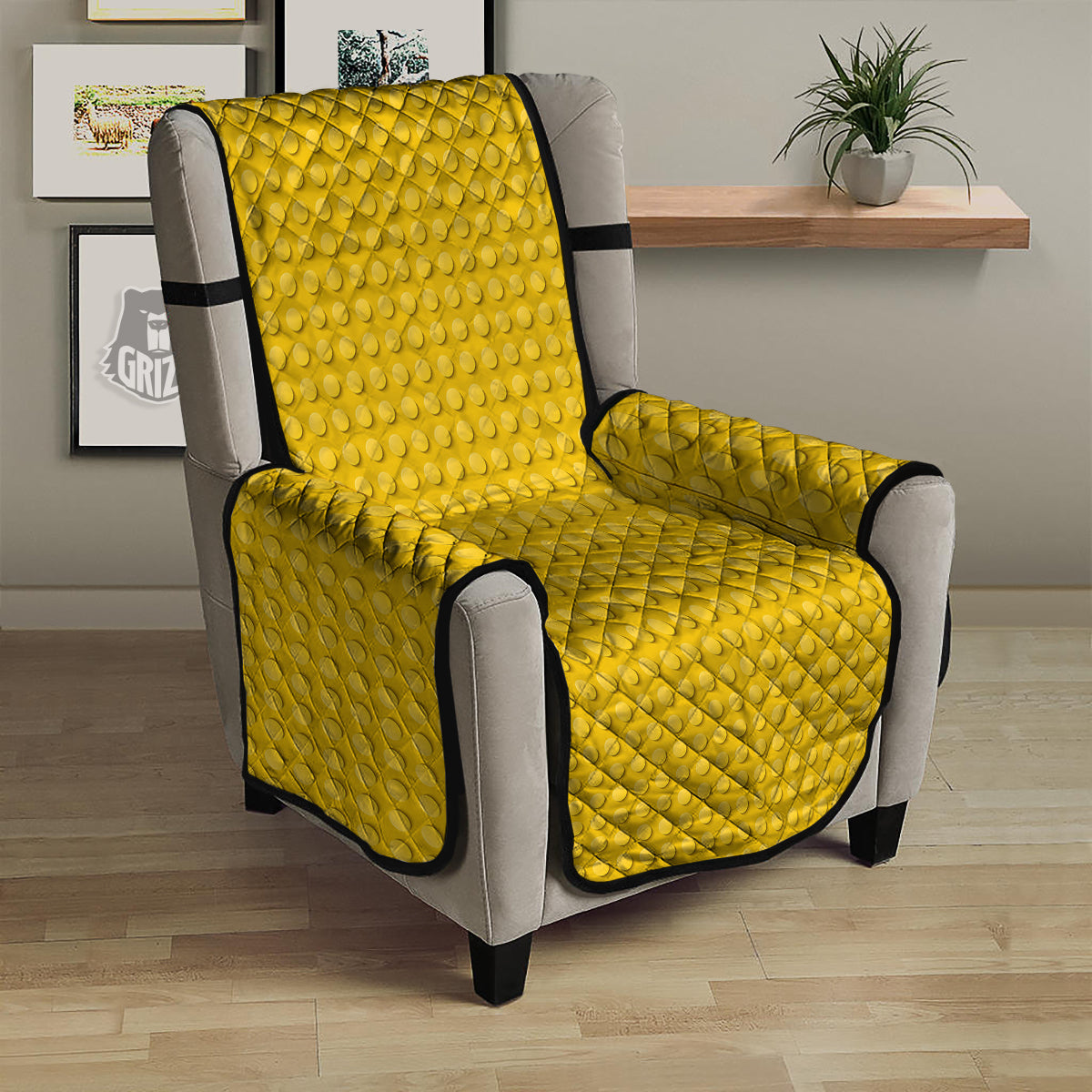 Plastic Building Blocks Yellow Print Pattern Armchair Protector-grizzshop
