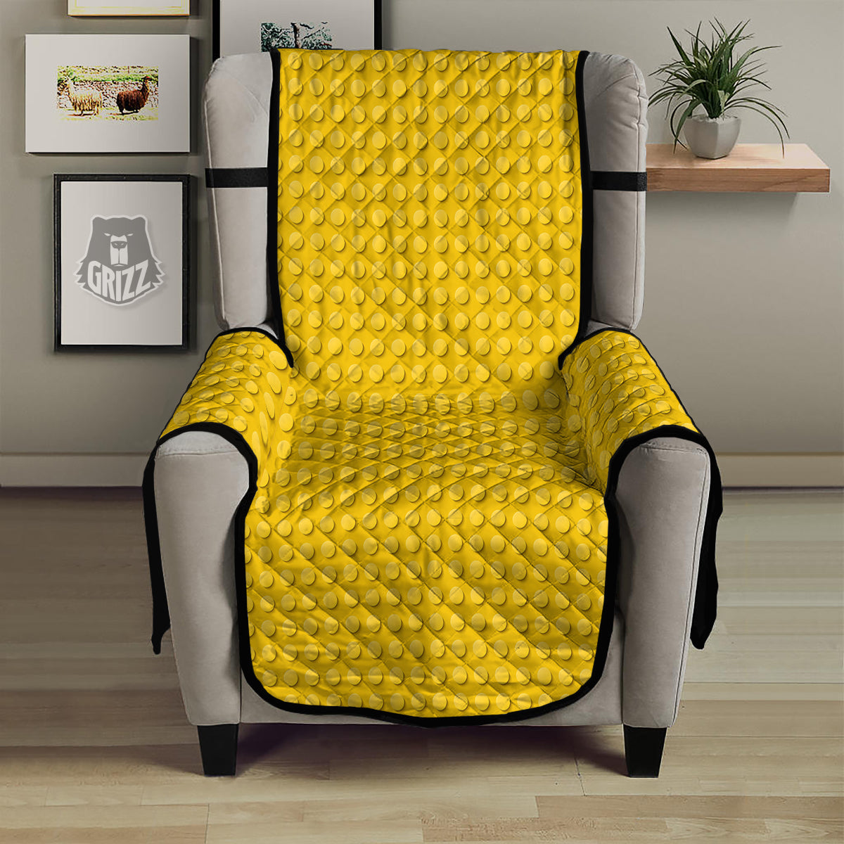 Plastic Building Blocks Yellow Print Pattern Armchair Protector-grizzshop