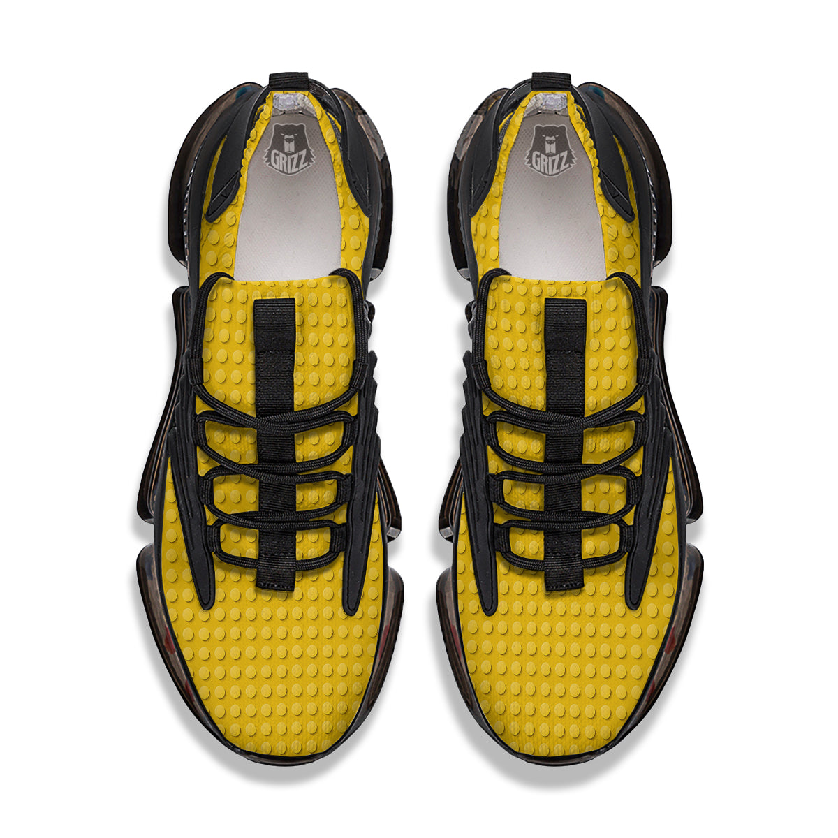 Plastic Building Blocks Yellow Print Pattern Black Gym Shoes-grizzshop