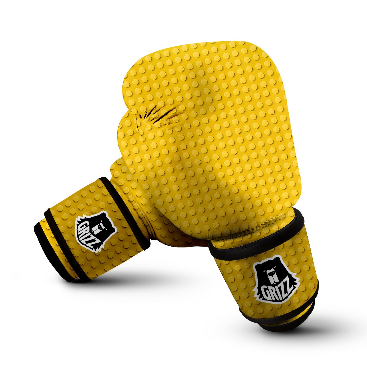 Plastic Building Blocks Yellow Print Pattern Boxing Gloves-grizzshop