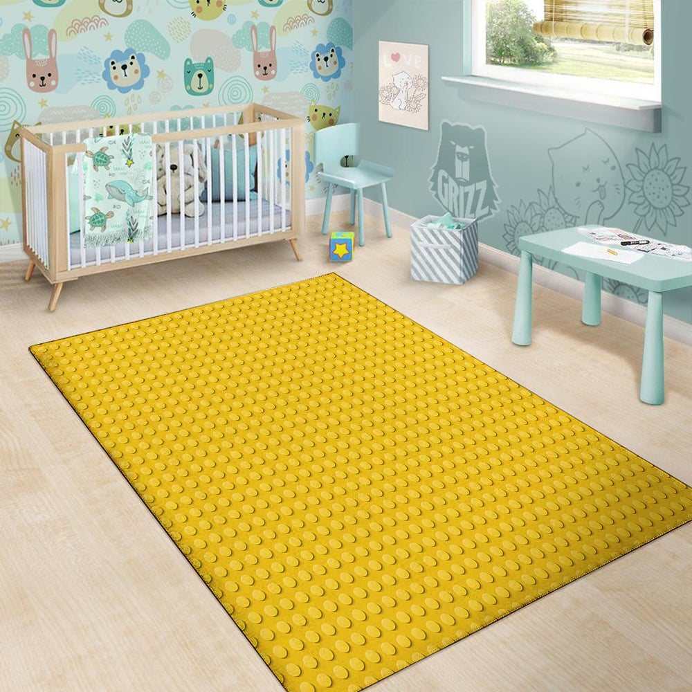 Plastic Building Blocks Yellow Print Pattern Floor Mat-grizzshop