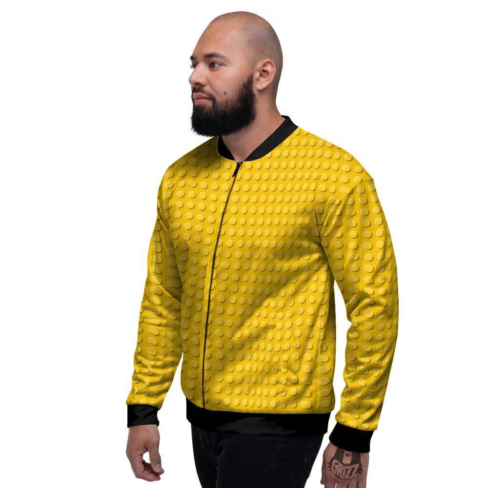 Plastic Building Blocks Yellow Print Pattern Men's Bomber Jacket-grizzshop