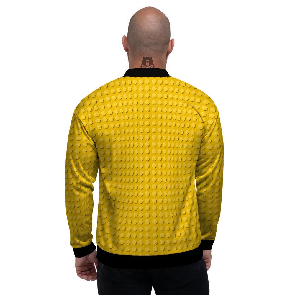 Plastic Building Blocks Yellow Print Pattern Men's Bomber Jacket-grizzshop