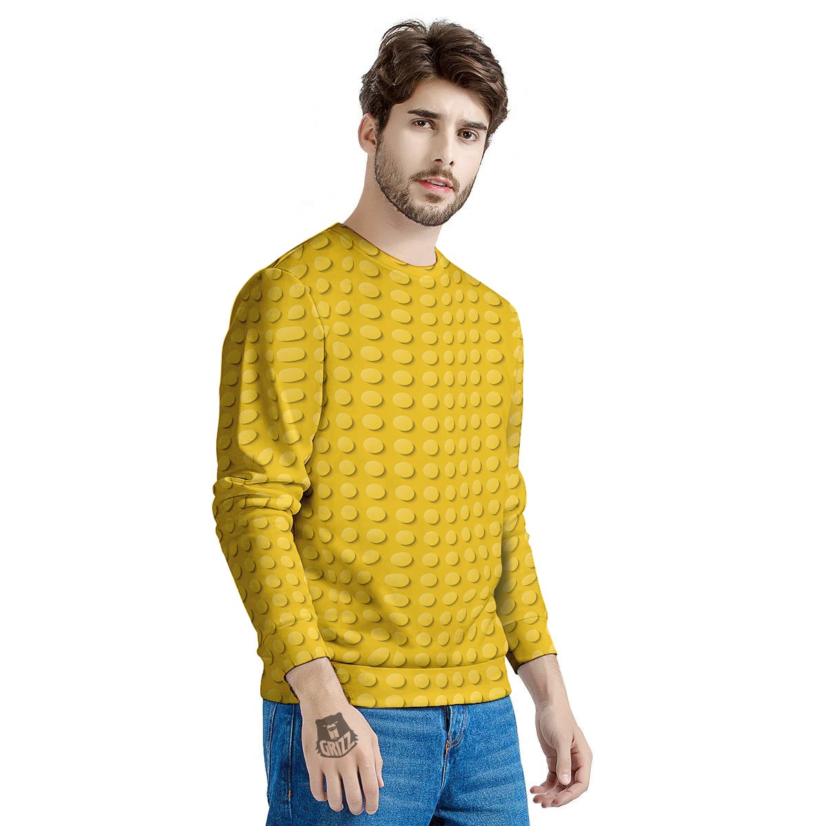 Plastic Building Blocks Yellow Print Pattern Men's Sweatshirt-grizzshop