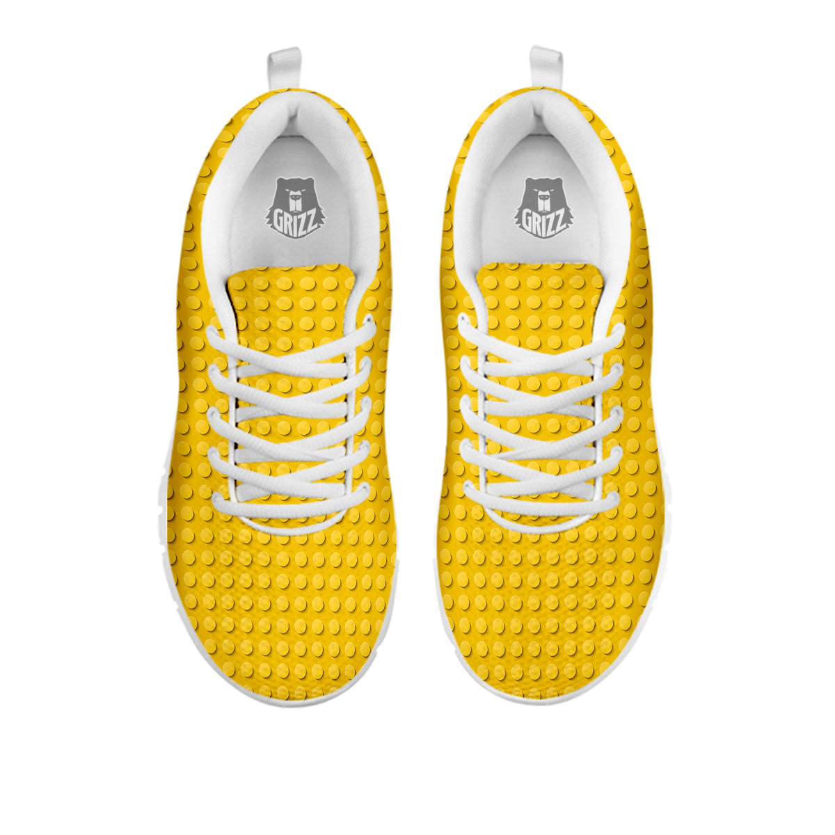 Plastic Building Blocks Yellow Print Pattern White Sneaker-grizzshop