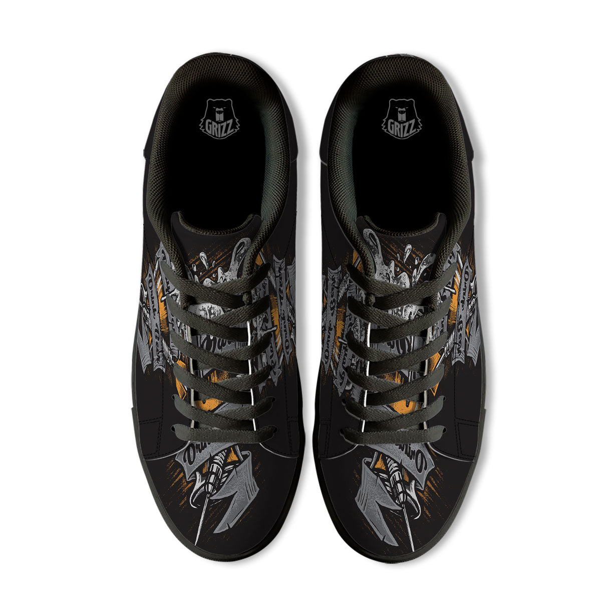 Play Dart Drink Beer Print Black Low Top Sneakers-grizzshop