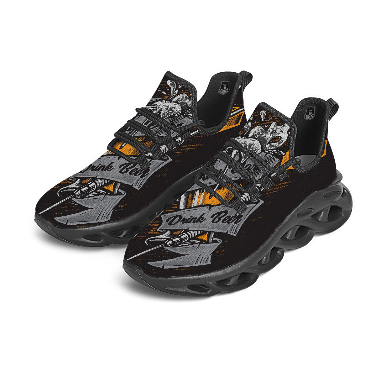 Play Dart Drink Beer Print Black Running Shoes-grizzshop