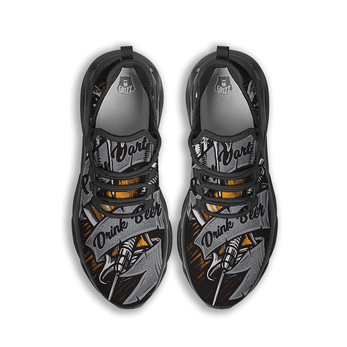 Play Dart Drink Beer Print Black Running Shoes-grizzshop