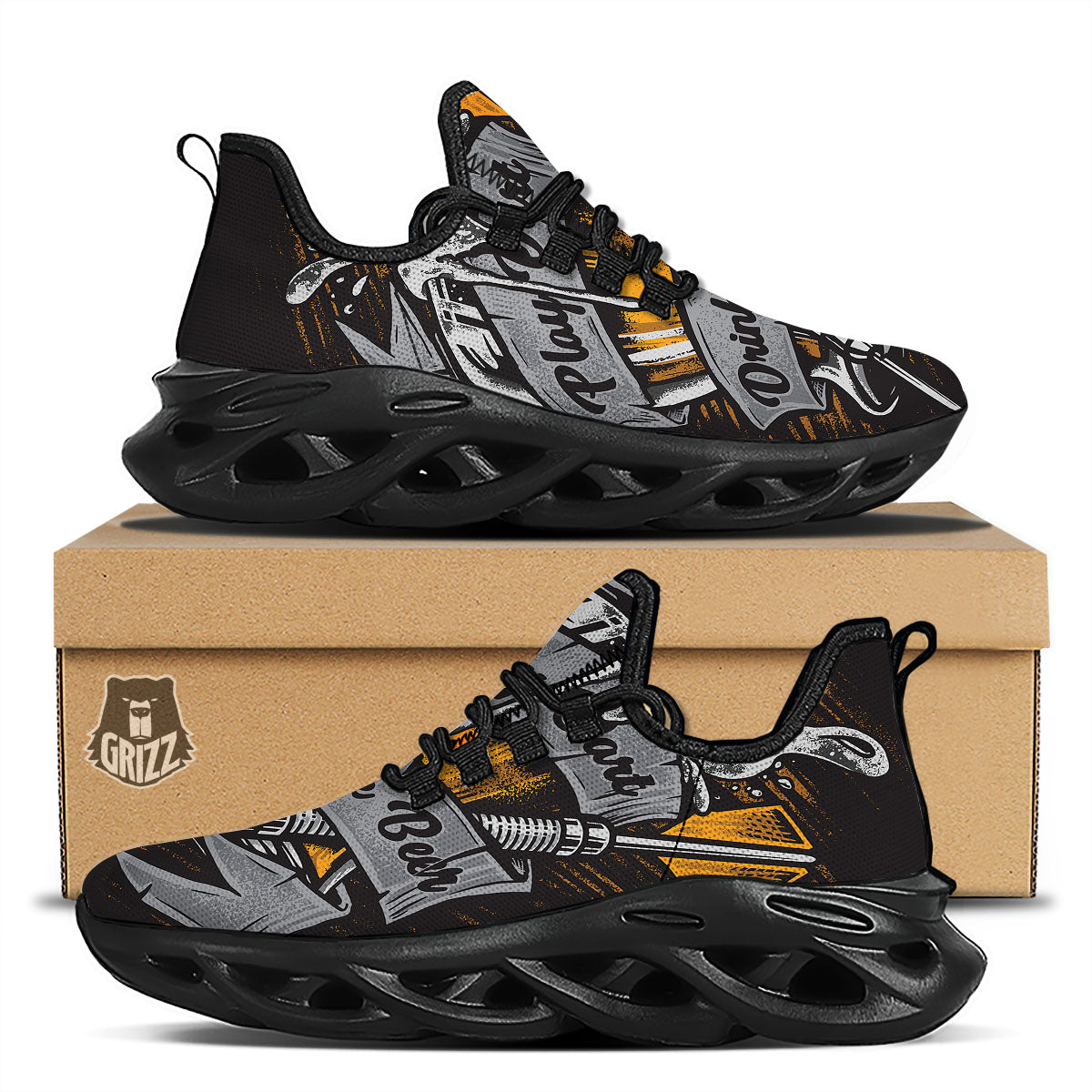 Play Dart Drink Beer Print Black Running Shoes-grizzshop