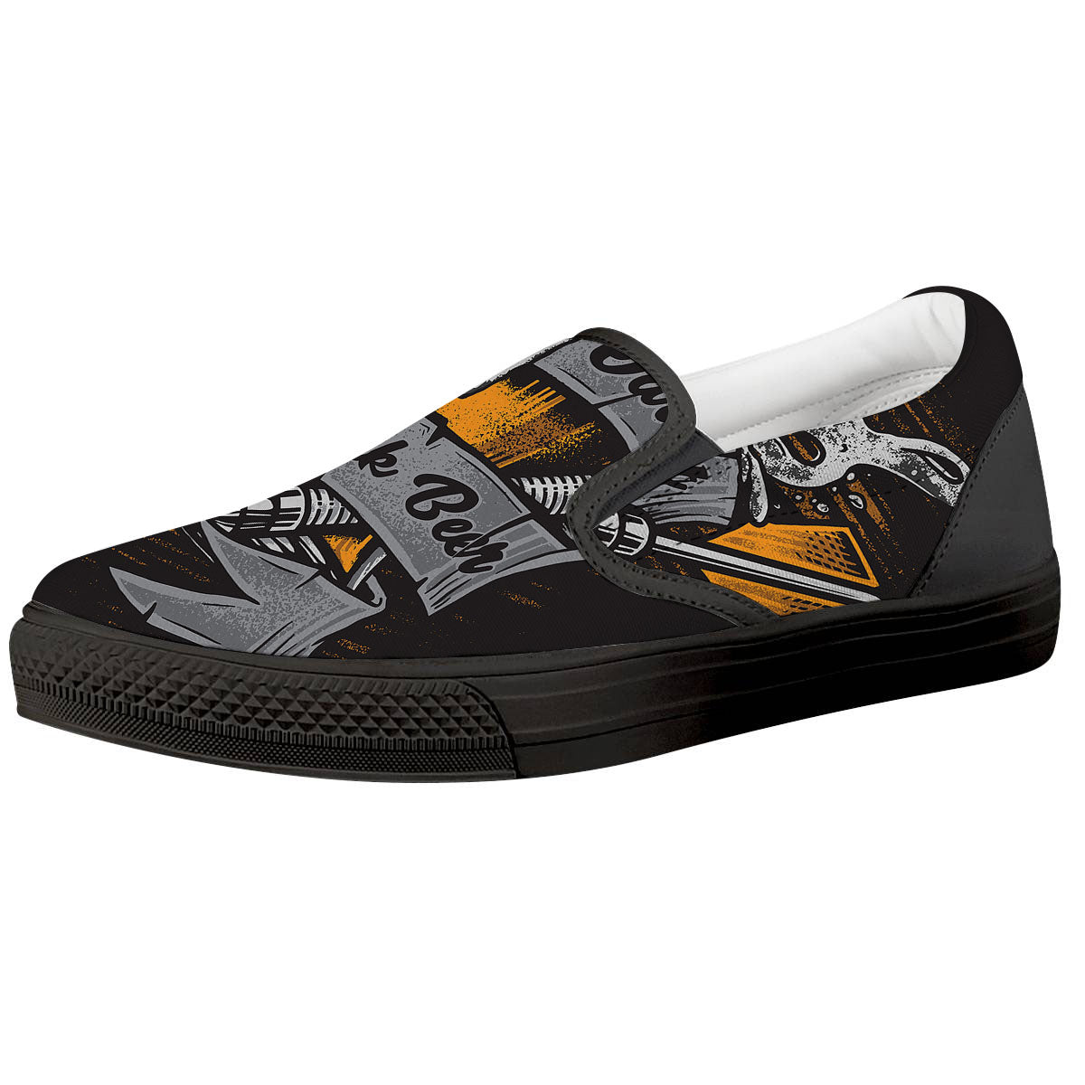 Play Dart Drink Beer Print Black Slip On Shoes-grizzshop