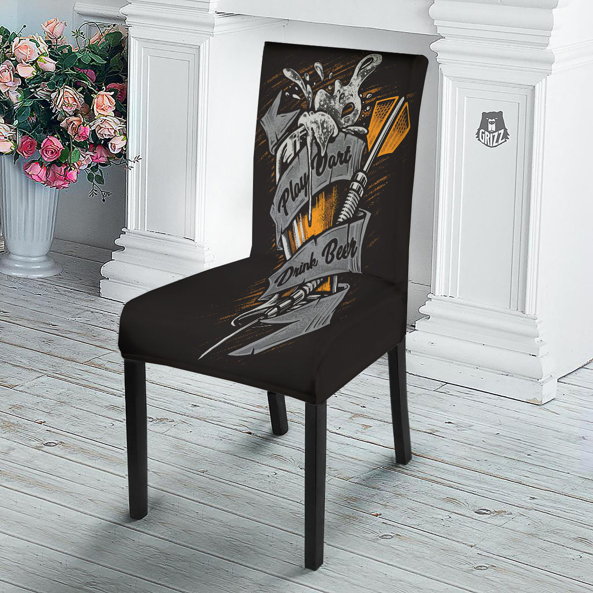 Play Dart Drink Beer Print Dining Chair Slipcover-grizzshop