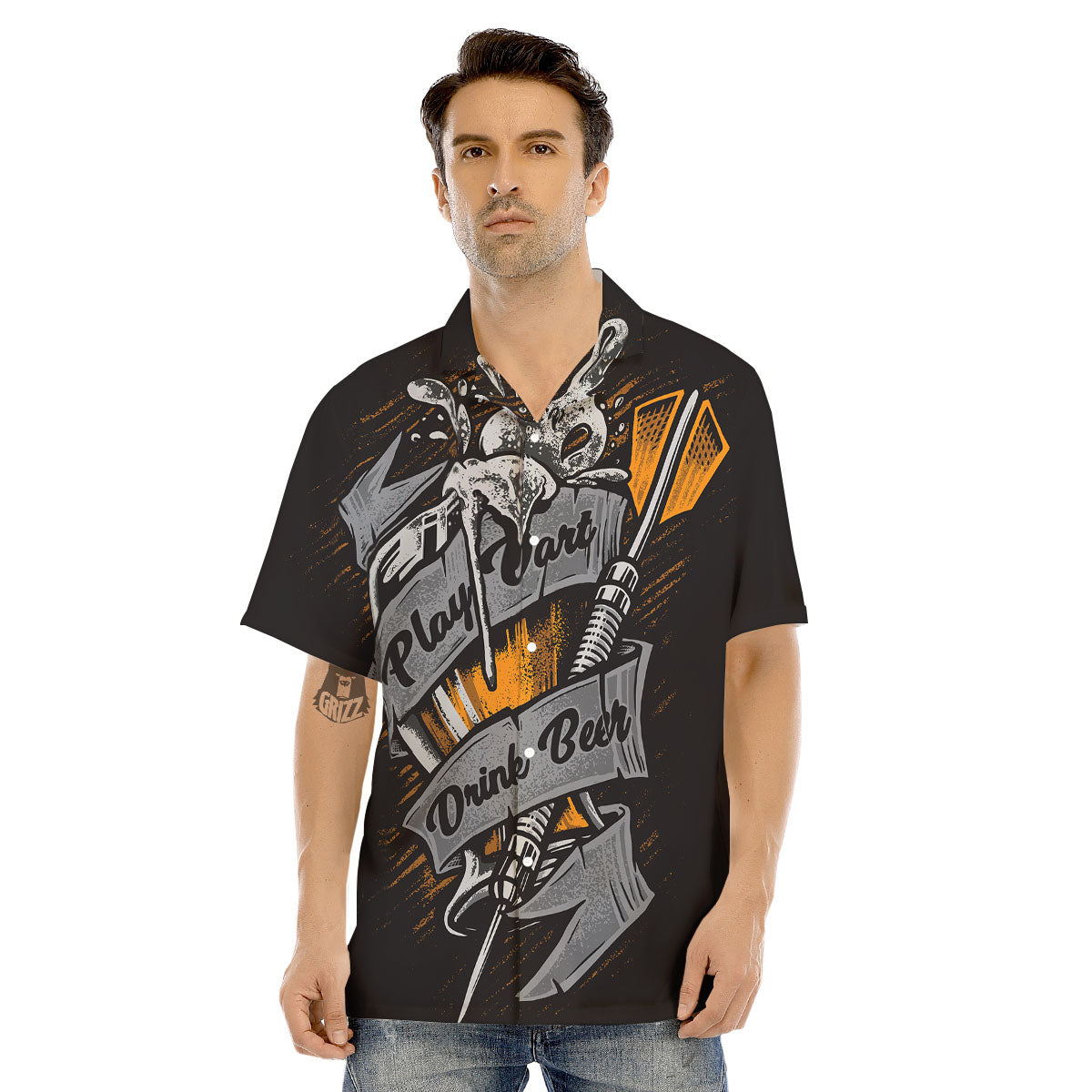 Play Dart Drink Beer Print Men's Hawaiian Shirt-grizzshop