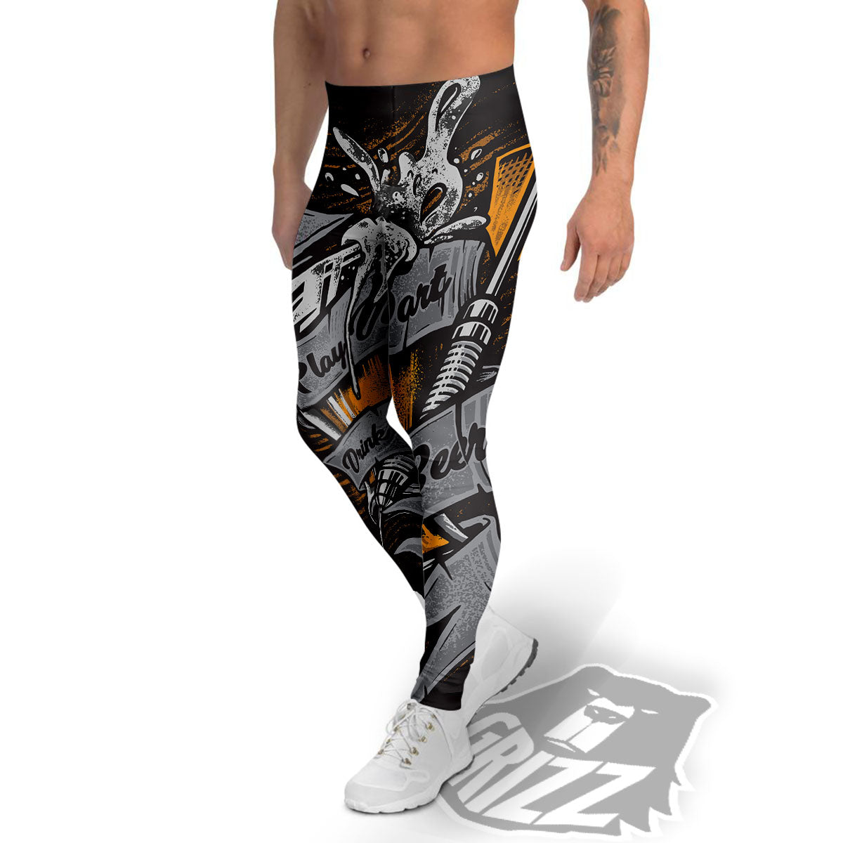 Play Dart Drink Beer Print Men's Leggings-grizzshop