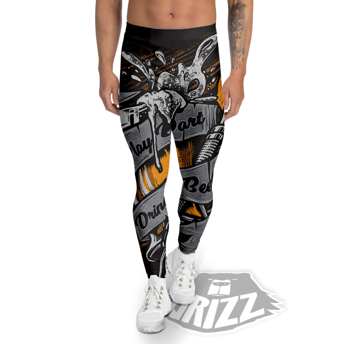 Play Dart Drink Beer Print Men's Leggings-grizzshop