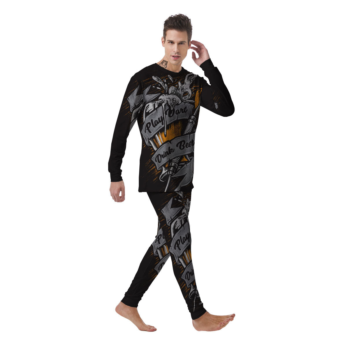 Play Dart Drink Beer Print Men's Pajamas-grizzshop