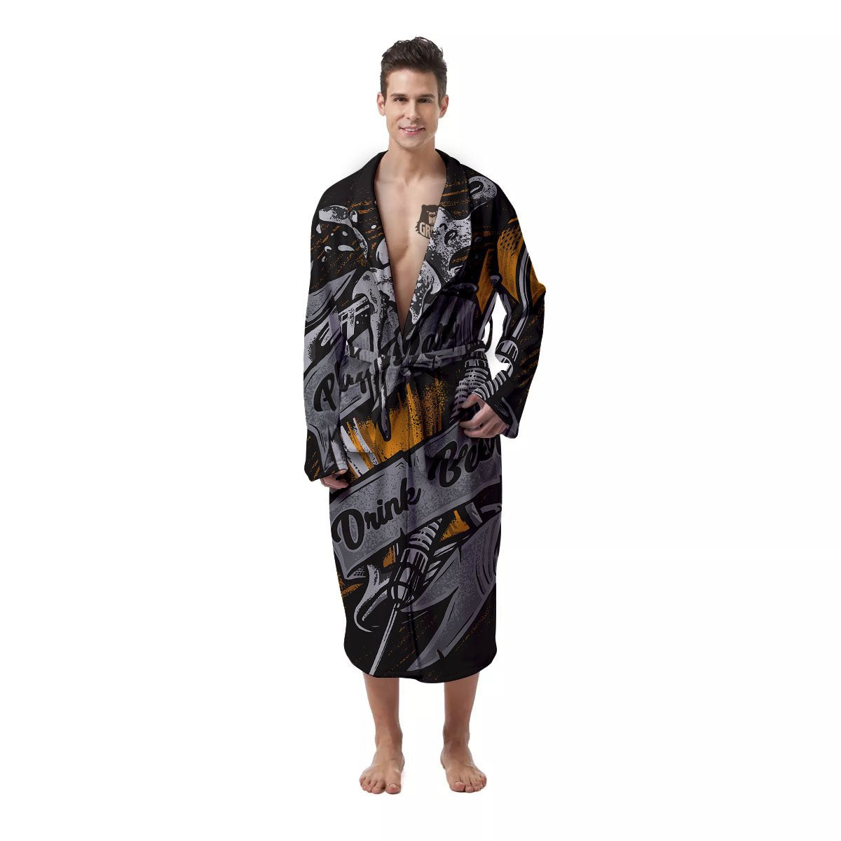 Play Dart Drink Beer Print Men's Robe-grizzshop
