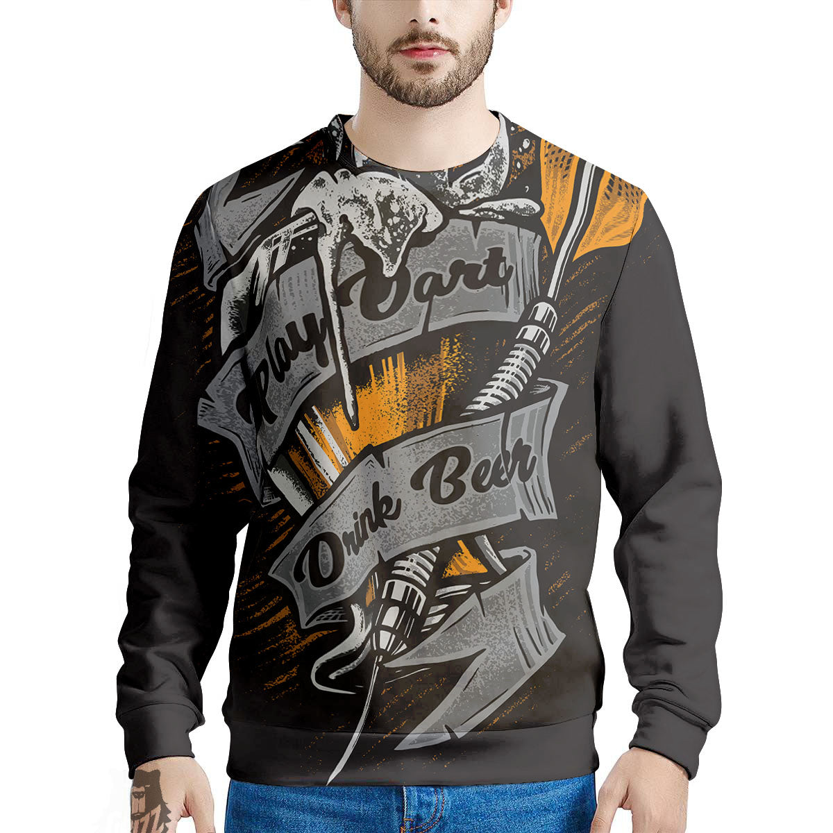 Play Dart Drink Beer Print Men's Sweatshirt-grizzshop