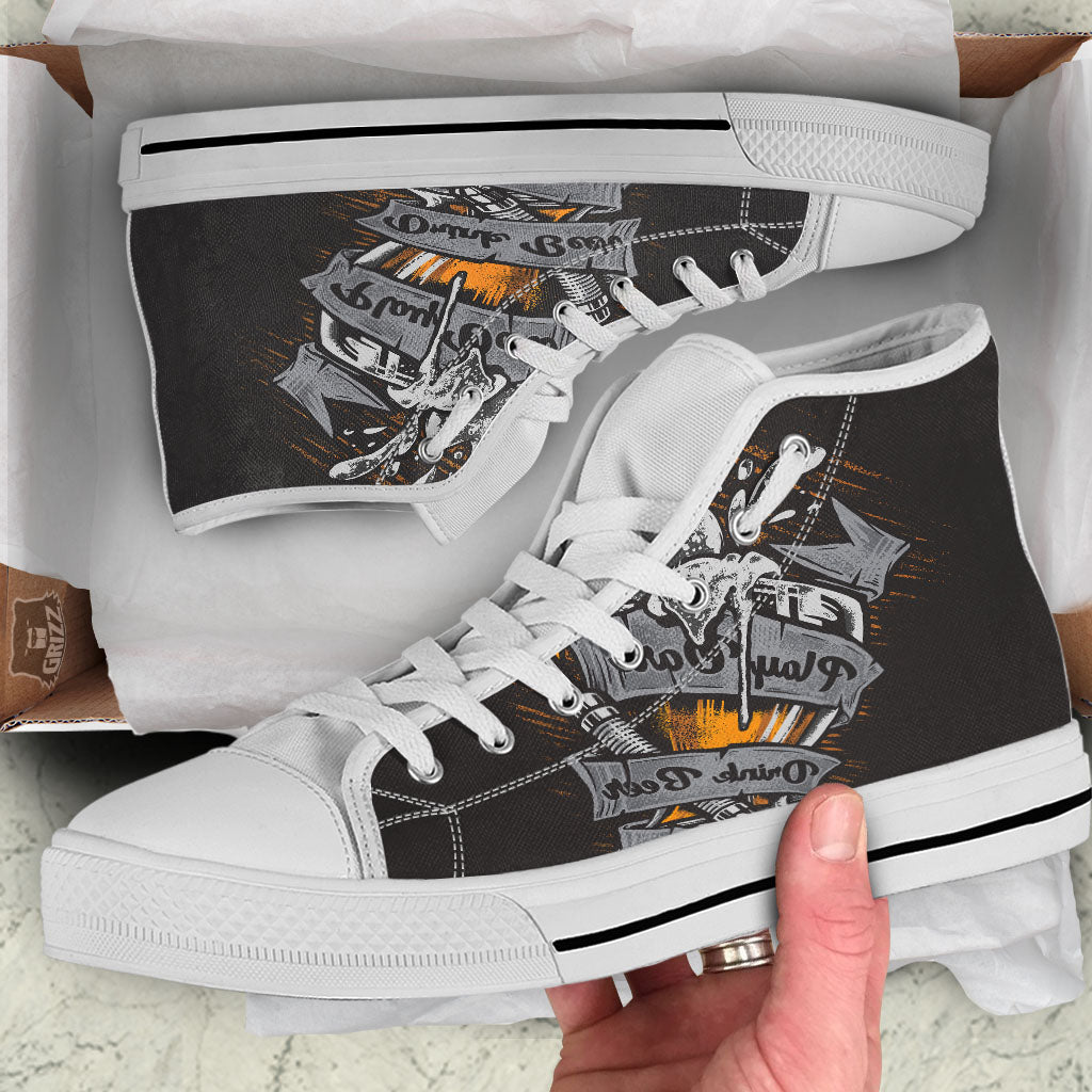 Play Dart Drink Beer Print White High Top Shoes-grizzshop
