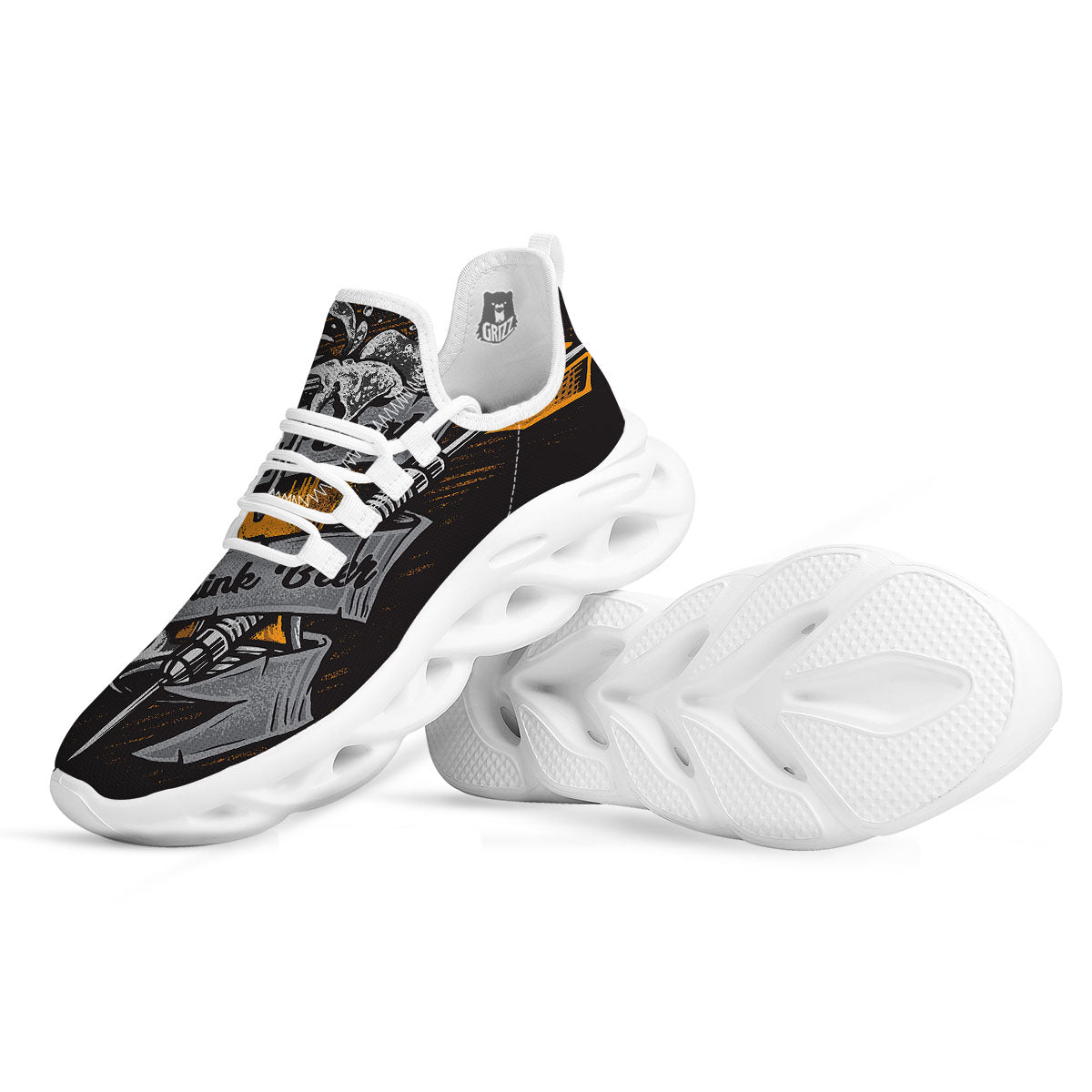 Play Dart Drink Beer Print White Running Shoes-grizzshop