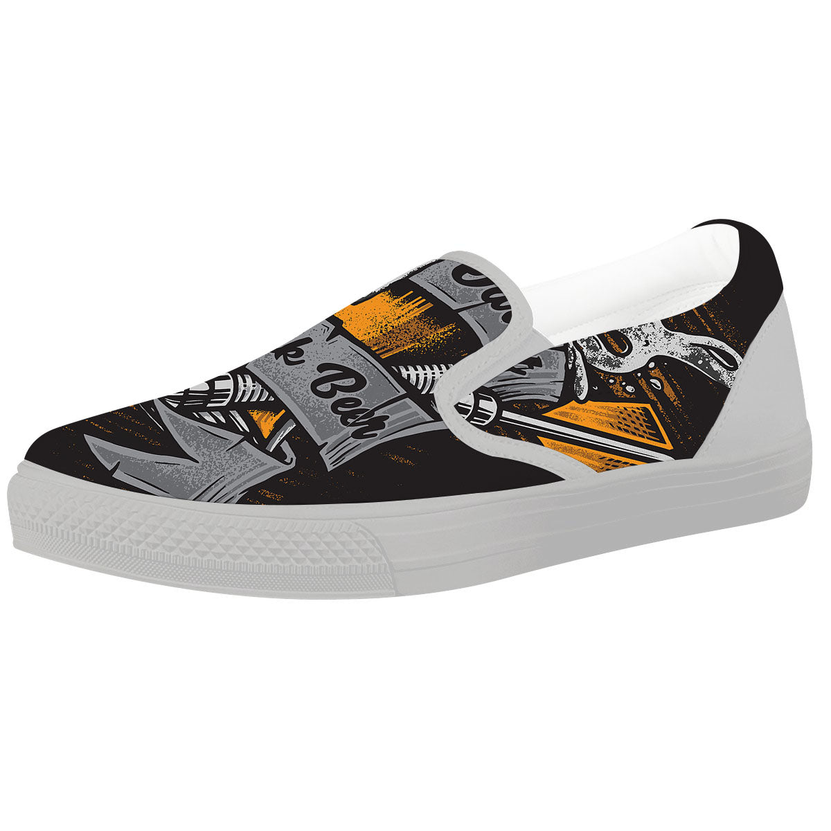 Play Dart Drink Beer Print White Slip On Shoes-grizzshop