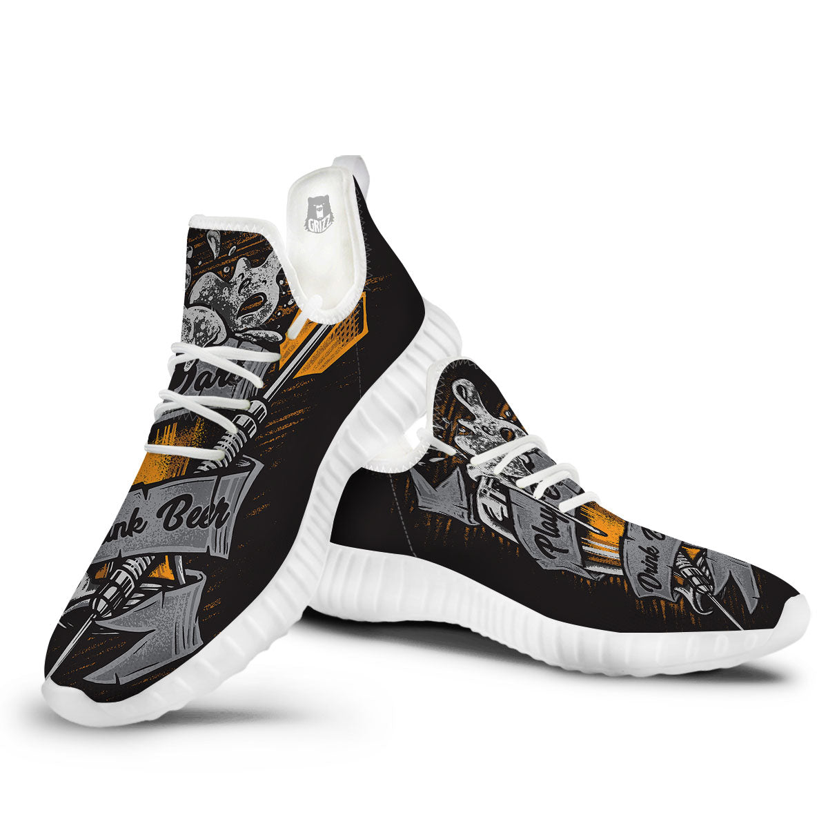 Play Dart Drink Beer Print White Walking Shoes-grizzshop