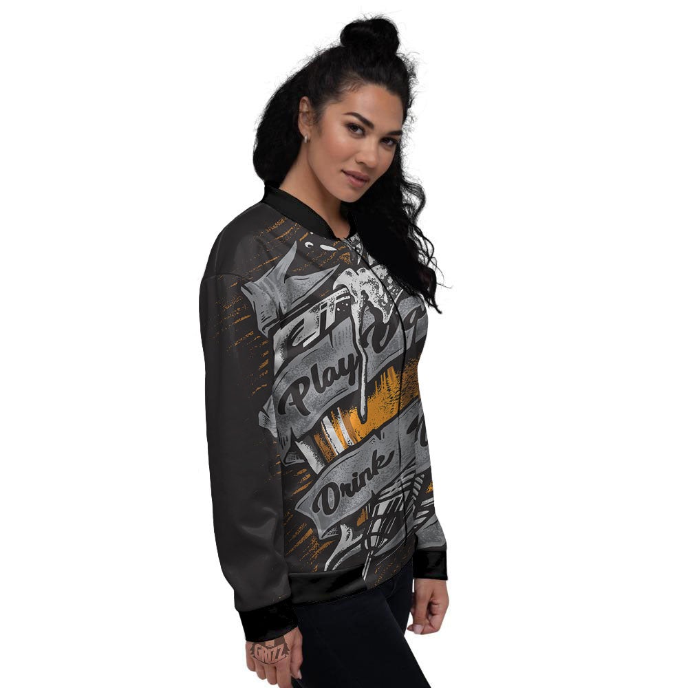Play Dart Drink Beer Print Women's Bomber Jacket-grizzshop