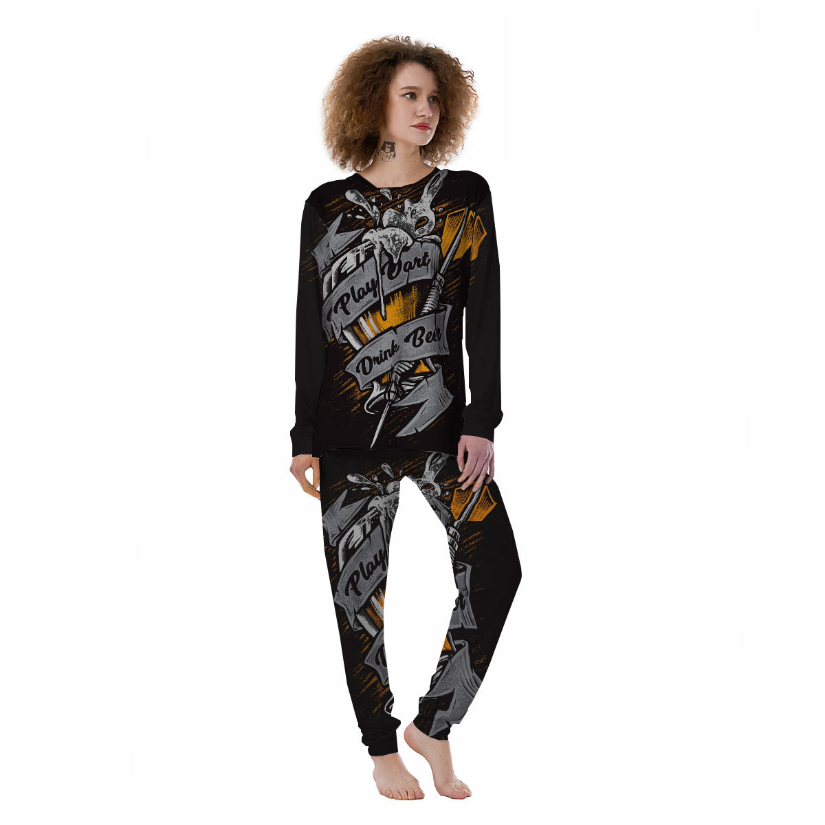Play Dart Drink Beer Print Women's Pajamas-grizzshop
