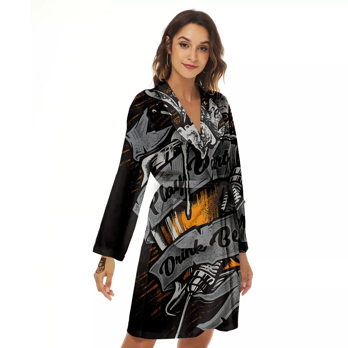 Play Dart Drink Beer Print Women's Robe-grizzshop