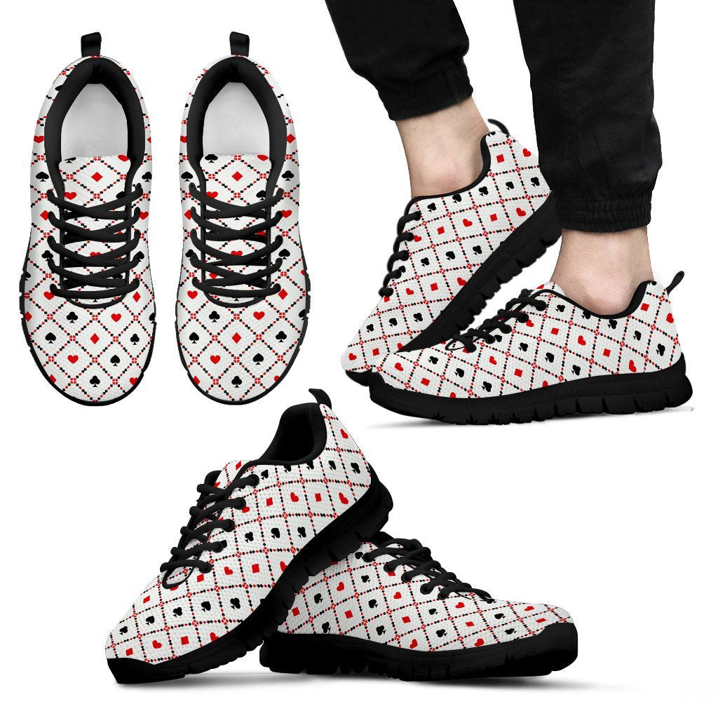 Playing Card Casino Poker Pattern Print Black Sneaker Shoes For Men Women-grizzshop