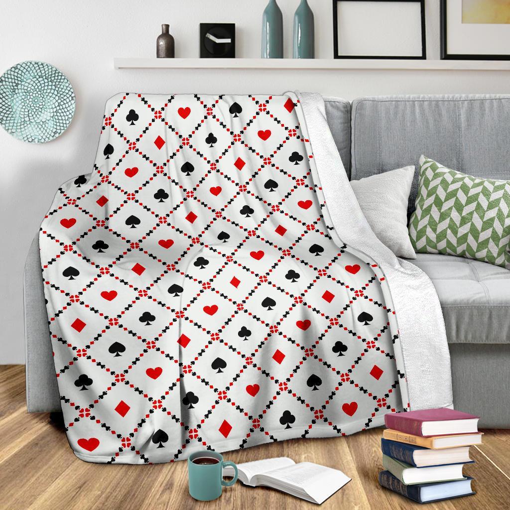 Playing Card Casino Poker Pattern Print Blanket-grizzshop