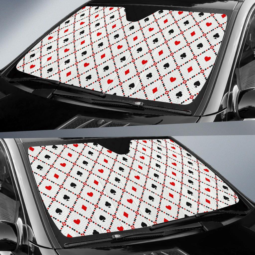Playing Card Casino Poker Pattern Print Car Sun Shade-grizzshop