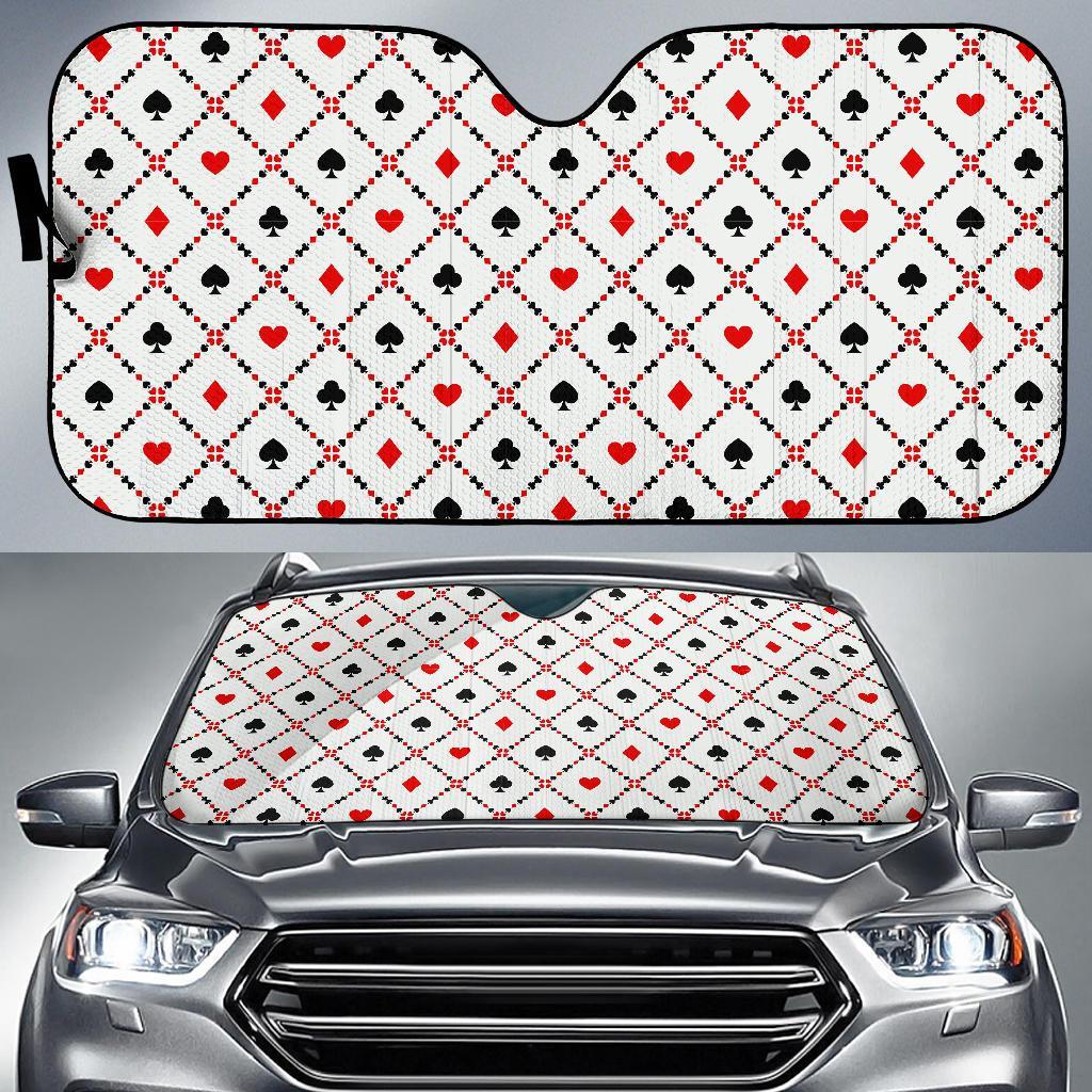Playing Card Casino Poker Pattern Print Car Sun Shade-grizzshop