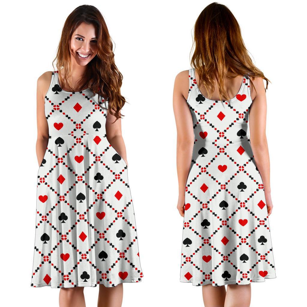 Playing Card Casino Poker Pattern Print Dress-grizzshop