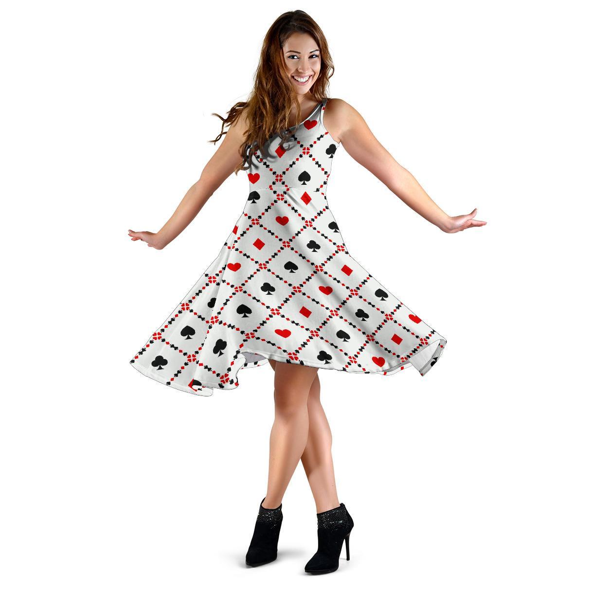 Playing Card Casino Poker Pattern Print Dress-grizzshop