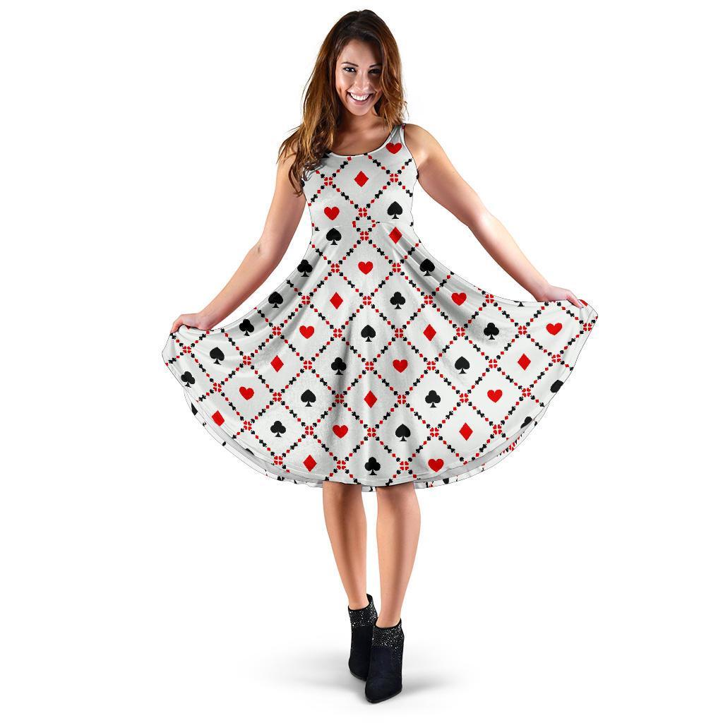 Playing Card Casino Poker Pattern Print Dress-grizzshop
