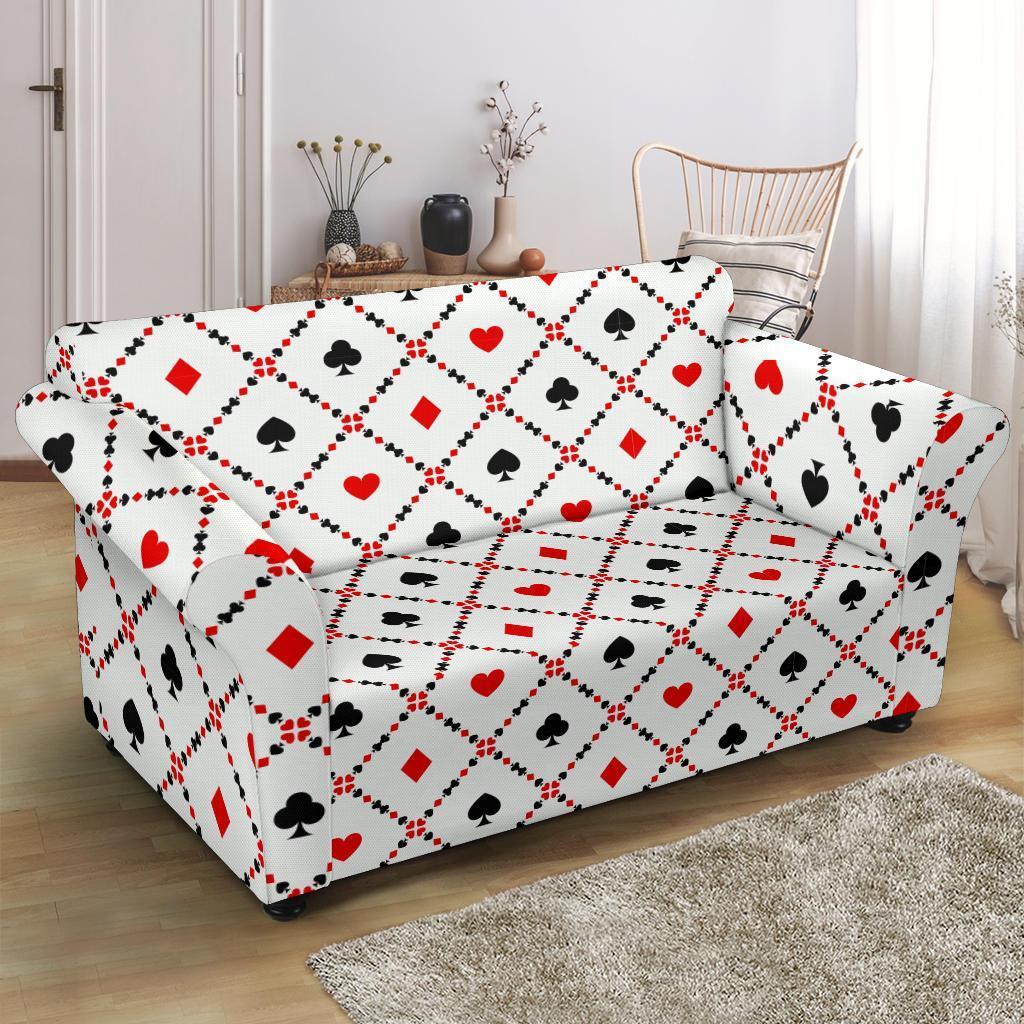 Playing Card Casino Poker Pattern Print Loveseat Cover-grizzshop