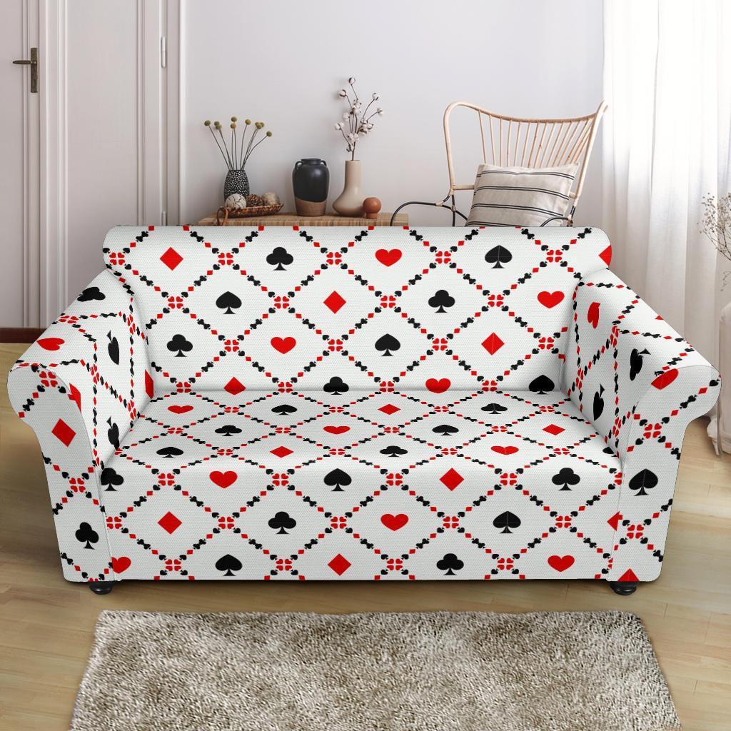 Playing Card Casino Poker Pattern Print Loveseat Cover-grizzshop